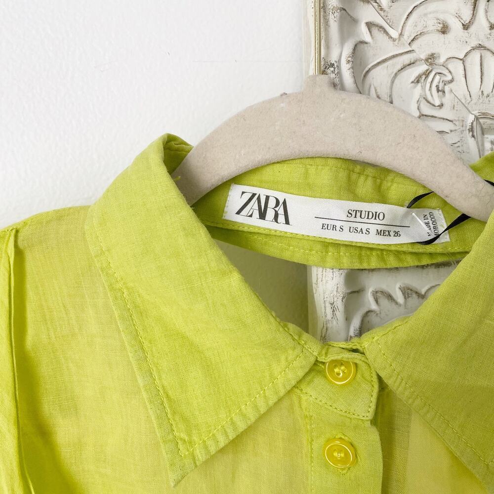 Zara Limited Edition Tie Front Open-Back Button Down - Picture 3 of 14